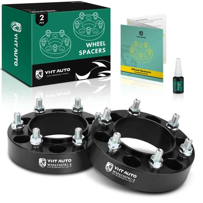 2 Pcs 1.5 inches Black 6x5.5 to 6x5.5 inches Wheel Spacers M12x1.5 106mm