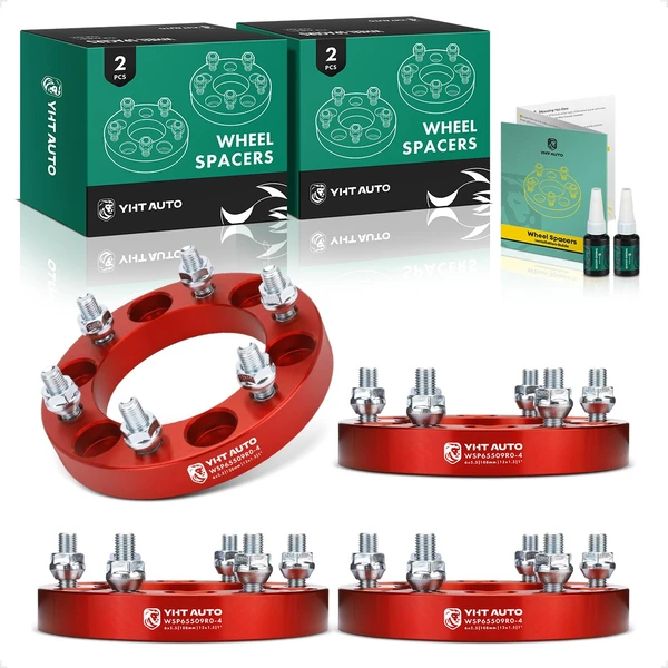 4 Pcs 1 inch Red 6x5.5 to 6x5.5 inches Wheel Spacers M12x1.5 108mm for 2016 Chevrolet S10