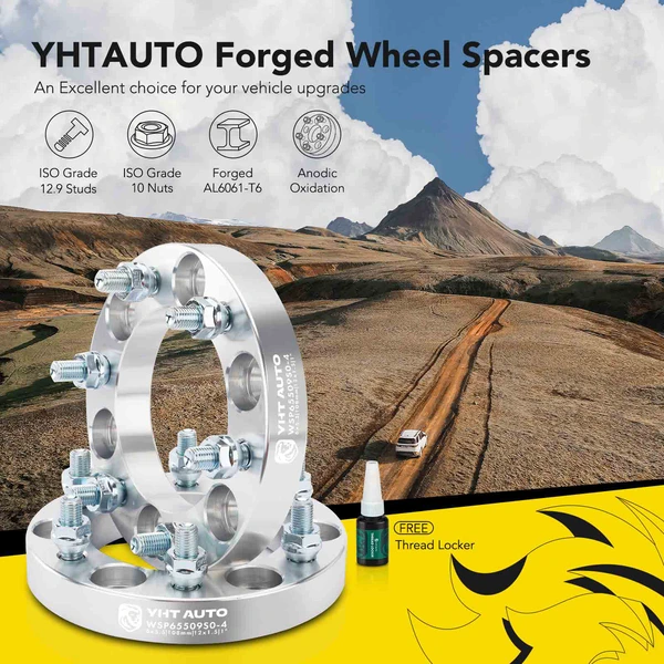 4 Pcs 1 inch Silver 6x5.5 to 6x5.5 inches Wheel Spacers M12x1.5 108mm for Toyota Tacoma