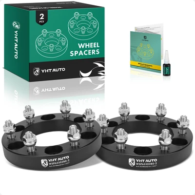 2 Pcs 1 inches Black 6x5.5 to 6x5.5 inches Wheel Spacers M12x1.25 108mm