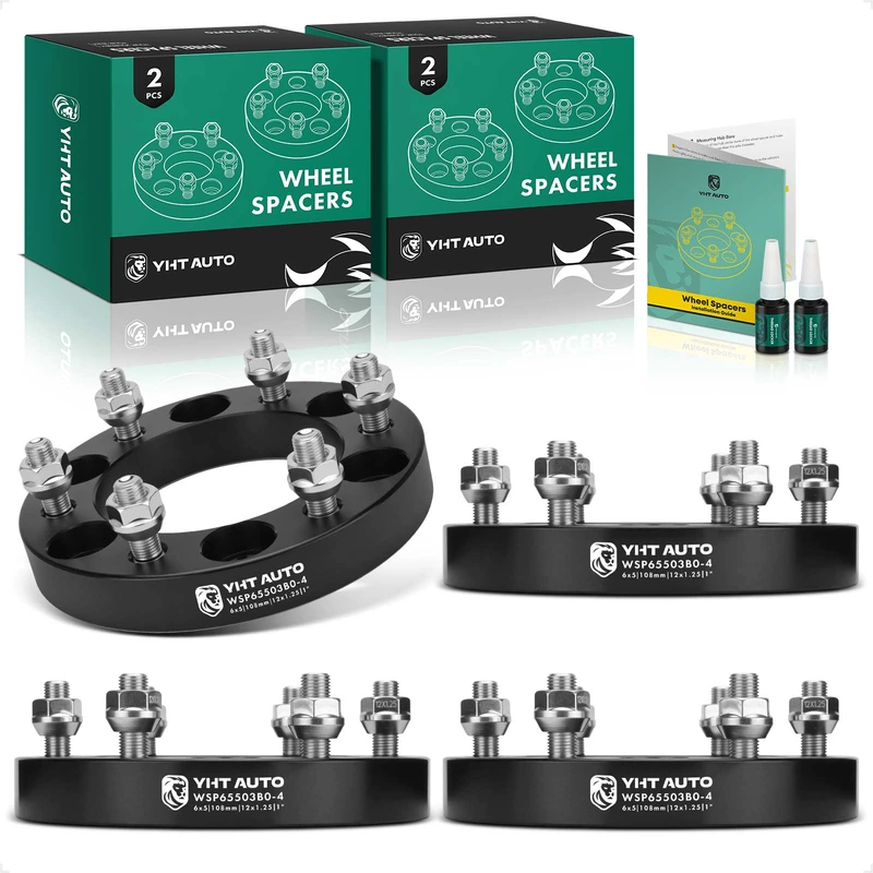 4 Pcs 1 inches Black 6x5.5 to 6x5.5 inches Wheel Spacers M12x1.25 108mm for 1987-2004 Nissan Pathfinder