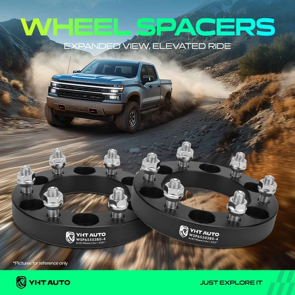 4 Pcs 1 inches Black 6x5.5 to 6x5.5 inches Wheel Spacers M12x1.25 108mm for Nissan Frontier TITAN