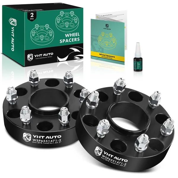 2 Pcs 1.5 inches Black 6x5.5 to 6x5.5 inches Wheel Spacers M14x1.5 78.1mm for Chevy K2500