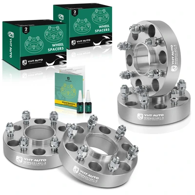 4 Pcs 1.5 inches Silver 6x5.5 to 6x5.5 inches Wheel Spacers M14x1.5 78.1mm