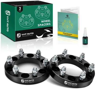 2 Pcs 1 inch Black 6x5.5 to 6x5.5 inches Wheel Spacers M14x1.5 108mm
