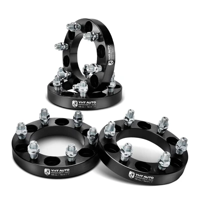 4 Pcs 1 inches Black 6x5.5 to 6x5.5 inches Wheel Spacers M14x1.5 108mm