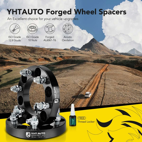 4 Pcs 1 inches Black 6x5.5 to 6x5.5 inches Wheel Spacers M14x1.5 108mm for 2003-2014 GMC Savana 1500