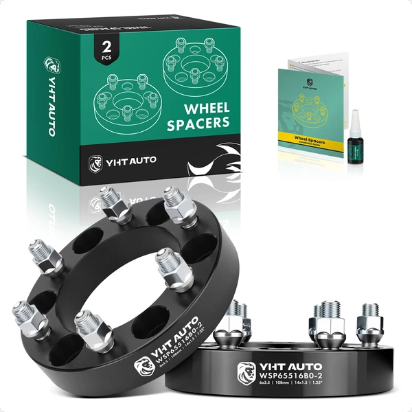 2 Pcs 1.25 inches Black 6x5.5 to 6x5.5 inches Wheel Spacers M14x1.5 108mm for 1999 2005-2006 2008-2022 Cadillac Escalade
