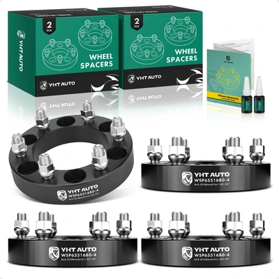 4 Pcs 1.25 inches Black 6x5.5 to 6x5.5 inches Wheel Spacers M14x1.5 108mm