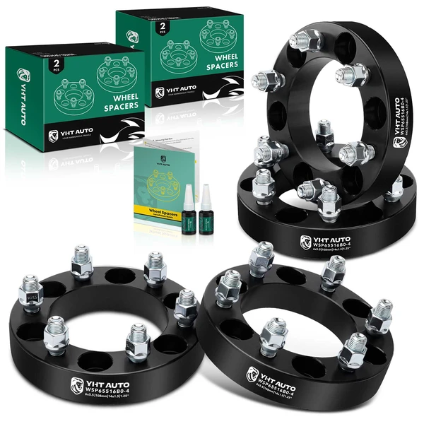 4 Pcs 1.25 inches Black 6x5.5 to 6x5.5 inches Wheel Spacers M14x1.5 108mm for 1999-2021 GMC Sierra 1500