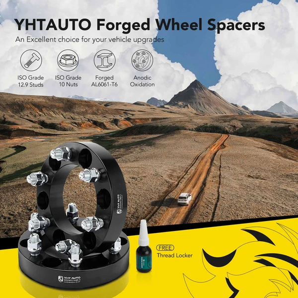 4 Pcs 1.25 inches Black 6x5.5 to 6x5.5 inches Wheel Spacers M14x1.5 108mm for 1999-2021 GMC Sierra 1500