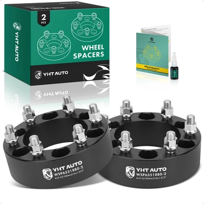 2 Pcs 2 inches Black 6x5.5 to 6x5.5 inches Wheel Spacers M14x1.5 108mm