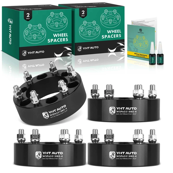 4 Pcs 2 inches Black 6x5.5 to 6x5.5 inches Wheel Spacers M14x1.5 108mm for 1988-2000 Chevrolet K2500