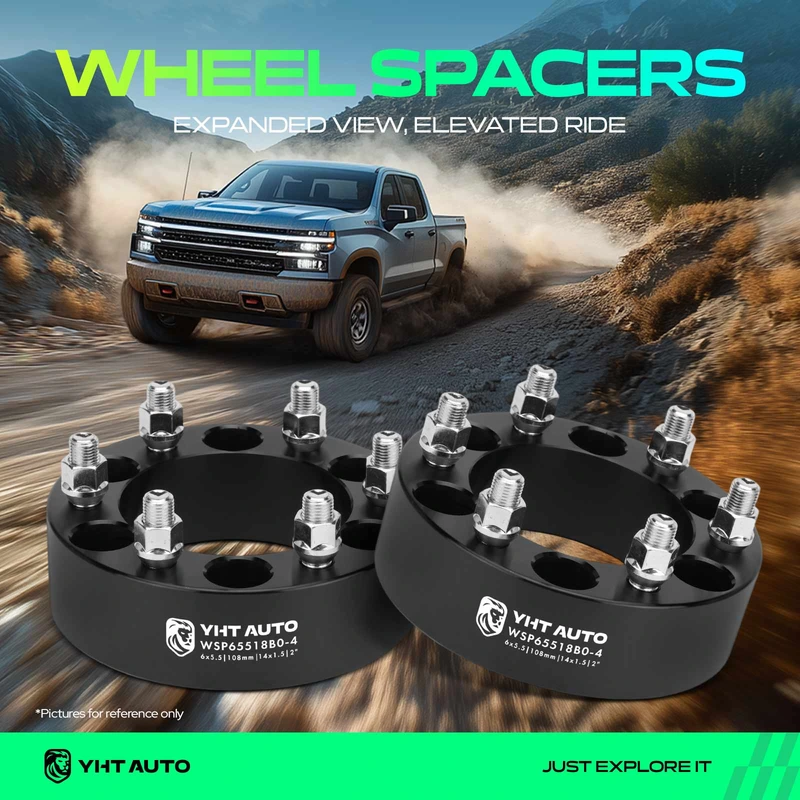 4 Pcs 2 inches Black 6x5.5 to 6x5.5 inches Wheel Spacers M14x1.5 108mm for 1995-2022 Chevrolet Tahoe