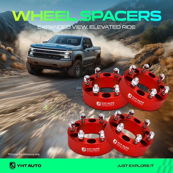 4 Pcs 2 inches Red 6x5.5 to 6x5.5 inches Wheel Spacers M14x1.5 108mm for 2023 Cadillac Escalade ESV