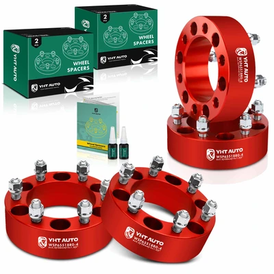4 Pcs 2 inches Red 6x5.5 to 6x5.5 inches Wheel Spacers M14x1.5 108mm