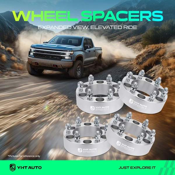 4 Pcs 2 inches Silver 6x5.5 to 6x5.5 inches Wheel Spacers M14x1.5 108mm for Cadillac GMC