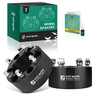 2 Pcs 3 inches Black 6x5.5 to 6x5.5 inches Wheel Spacers M14x1.5 108mm