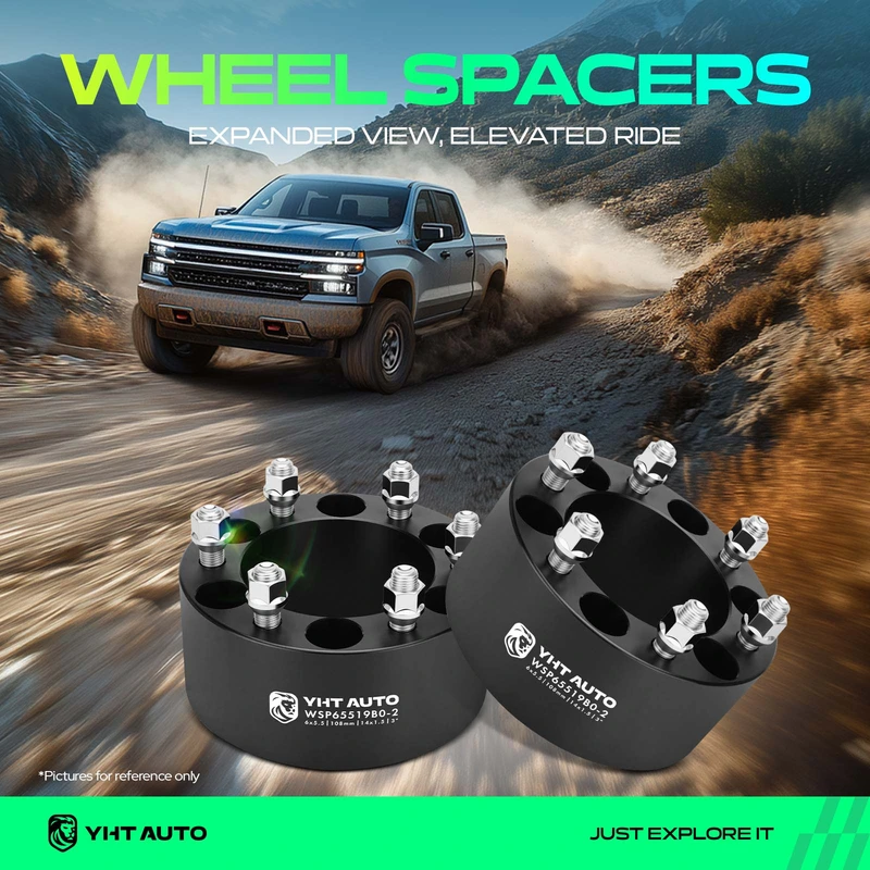 2 Pcs 3 inches Black 6x5.5 to 6x5.5 inches Wheel Spacers M14x1.5 108mm for 1995-2022 Chevrolet Tahoe