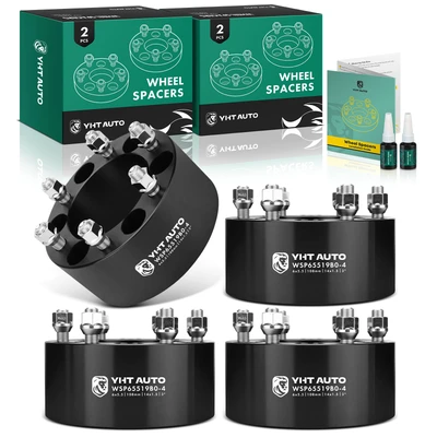 4 Pcs 3 inches Black 6x5.5 to 6x5.5 inches Wheel Spacers M14x1.5 108mm