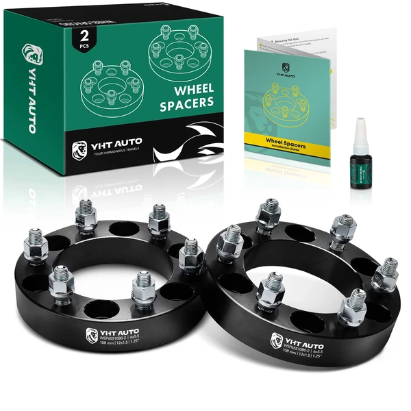 2 Pcs 1.25 inches Black 6x5.5 to 6x5.5 inches Wheel Spacers M12x1.5 108mm for 2016 Chevrolet S10