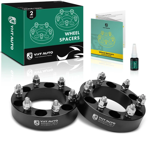 2 Pcs 1.5 inches Black 6x5.5 to 6x5.5 inches Wheel Spacers M12x1.5 108mm for 2016 Chevrolet S10