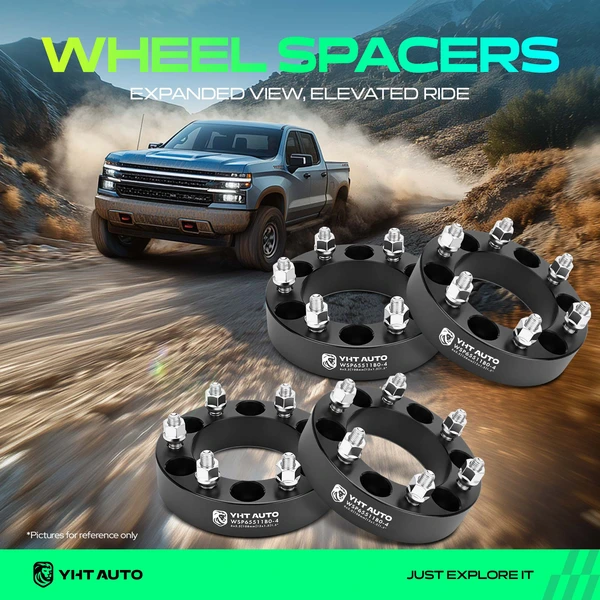 4 Pcs 1.5 inches Black 6x5.5 to 6x5.5 inches Wheel Spacers M12x1.5 108mm for 2016 Chevrolet S10