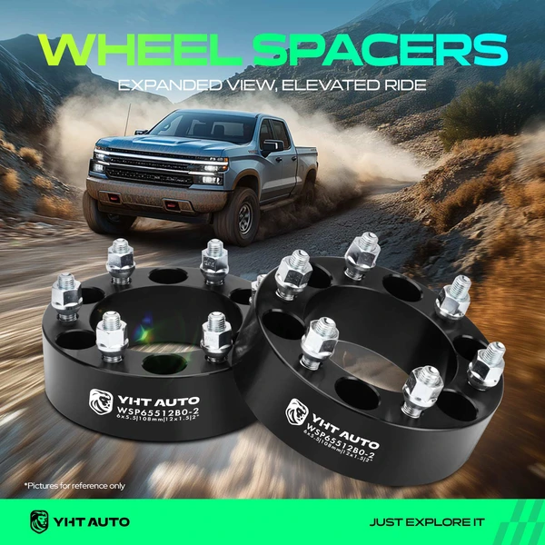 2 Pcs 2 inches Black 6x5.5 to 6x5.5 inches Wheel Spacers M12x1.5 108mm for 2007-2008 Isuzu i-370