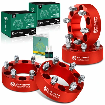 4 Pcs 2 inches Red 6x5.5 to 6x5.5 inches Wheel Spacers M12x1.5 108mm