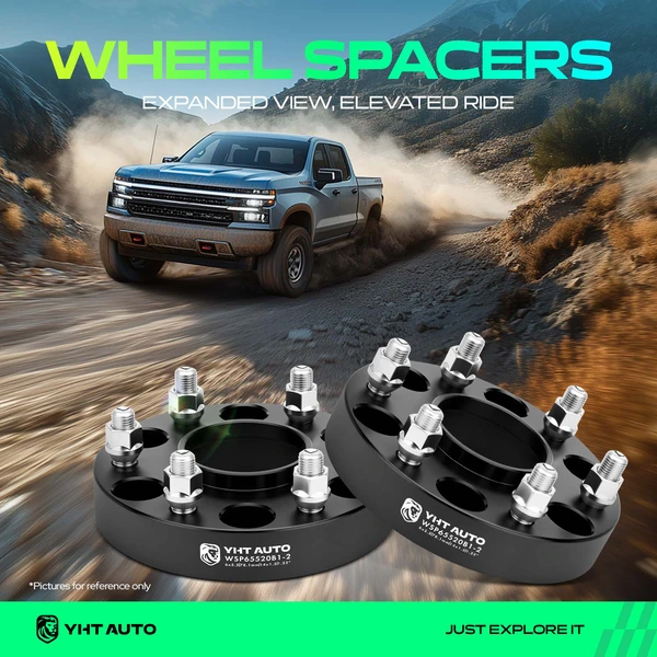 2 Pcs 1.25 inches Black 6x5.5 to 6x5.5 inches Wheel Spacers M14x1.5 78.1mm for Chevy Cadillac