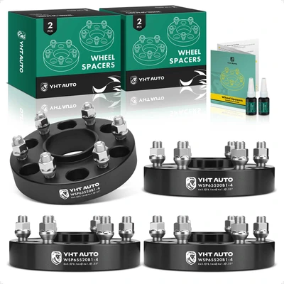 4 Pcs 1.25 inches Black 6x5.5 to 6x5.5 inches Wheel Spacers M14x1.5 78.1mm