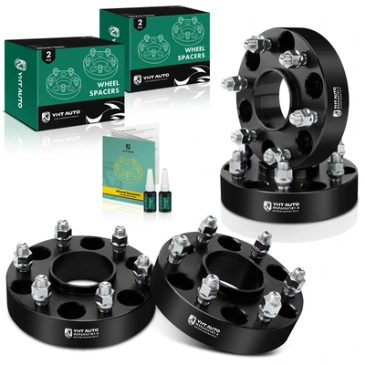 4 Pcs 1.5 inches Black 6x5.5 to 6x5.5 inches Wheel Spacers M14x1.5 78.1mm