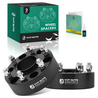 2 Pcs 2 inches Black 6x5.5 to 6x5.5 inches Wheel Spacers M14x1.5 78.1mm