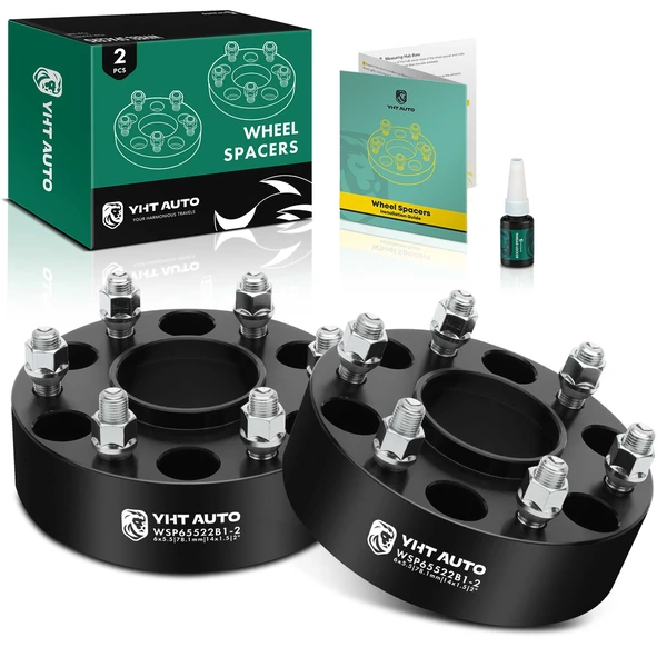 2 Pcs 2 inches Black 6x5.5 to 6x5.5 inches Wheel Spacers M14x1.5 78.1mm for Chevy Silverado 1500