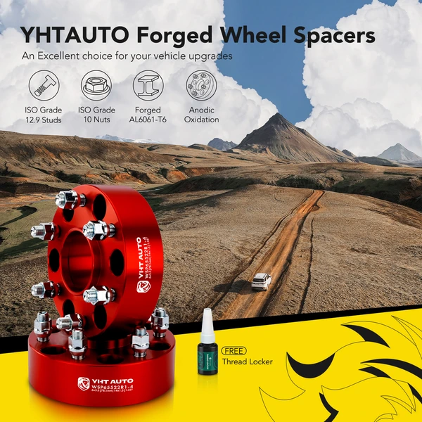 4 Pcs 2 inches Red 6x5.5 to 6x5.5 inches Wheel Spacers M14x1.5 78.1mm for 2000-2021 GMC Yukon