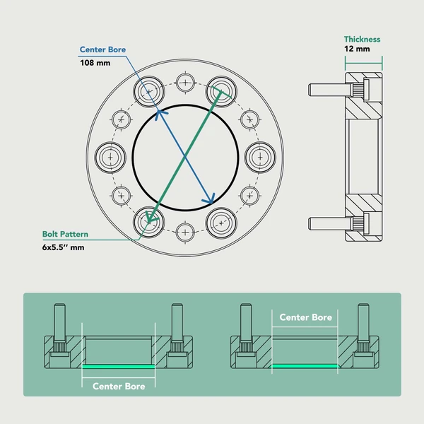 2 Pcs 6x5.5in 6x135mm Wheel Spacers 108mm 12mm for Toyota Ford Lexus Cadillac