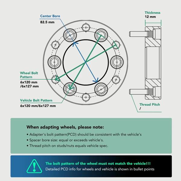 2 Pcs 6x120 mm 6x127 mm Wheel Spacers 82.5mm 12 mm for 2002-2009 Chevrolet Trailblazer