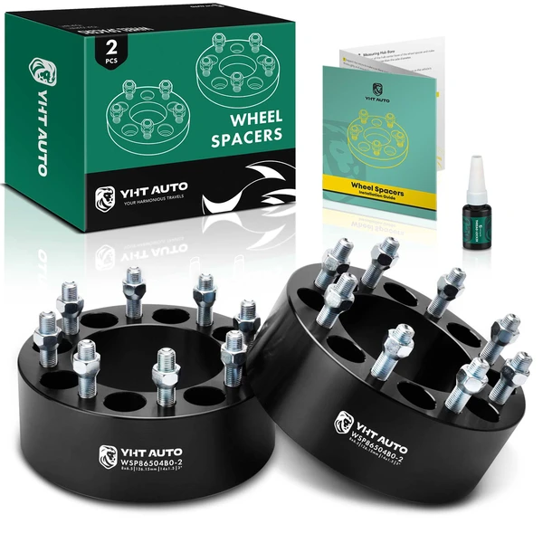 2 Pcs 3 inches Black 8x6.5 to 8x6.5 inches Wheel Spacers M14x1.5 126.15mm for 1988-1998 GMC C3500