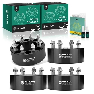 4 Pcs 3 inches Black 8x6.5 to 8x6.5 inches Wheel Spacers M14x1.5 126.15mm