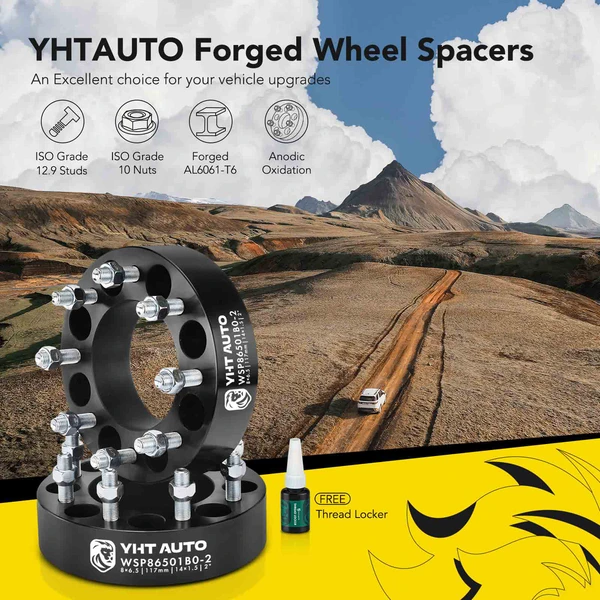 2 Pcs 2 inches Black 8x6.5 to 8x6.5 inches Wheel Spacers M14x1.5 117mm for GMC C2500 Savana