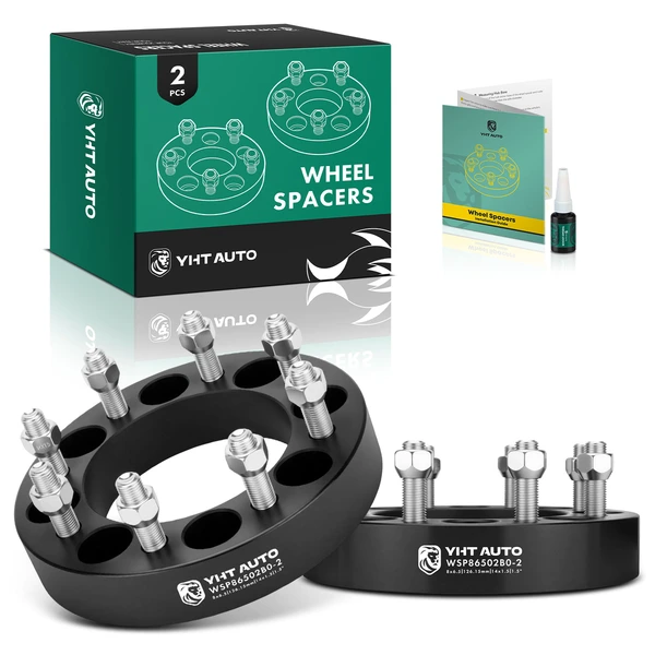 2 Pcs 1.5 inches Black 8x6.5 to 8x6.5 inches Wheel Spacers M14x1.5 126.15mm for GMC Yukon XL 2500