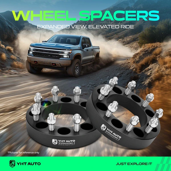 2 Pcs 1.5 inches Black 8x6.5 to 8x6.5 inches Wheel Spacers M14x1.5 126.15mm for GMC Yukon XL 2500