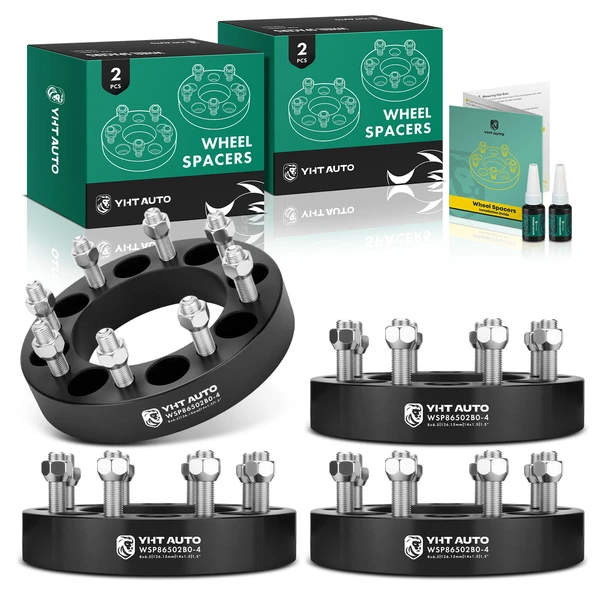 4 Pcs 1.5 inches Black 8x6.5 to 8x6.5 inches Wheel Spacers M14x1.5 126.15mm for 1988-1998 GMC K3500