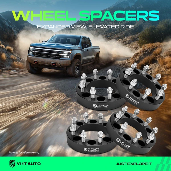 4 Pcs 1.5 inches Black 8x6.5 to 8x6.5 inches Wheel Spacers M14x1.5 126.15mm for 1988-1998 GMC K3500