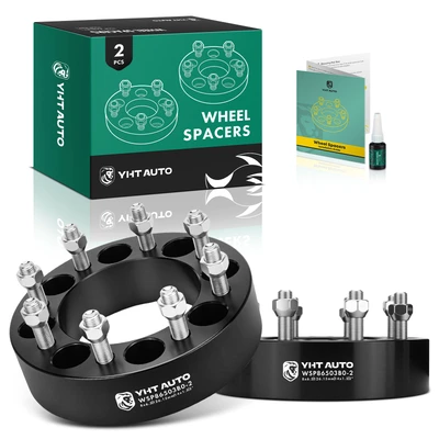 2 Pcs 2 inches Black 8x6.5 to 8x6.5 inches Wheel Spacers M14x1.5 126.15mm