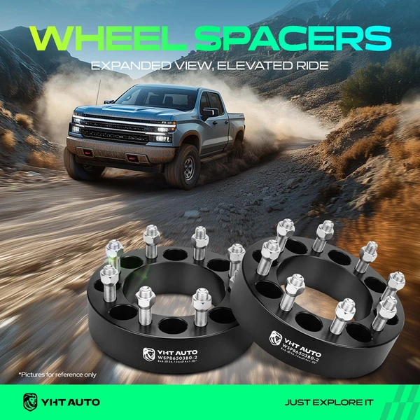 2 Pcs 2 inches Black 8x6.5 to 8x6.5 inches Wheel Spacers M14x1.5 126.15mm for 1988-1998 GMC K3500