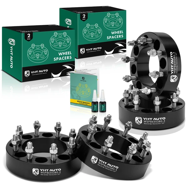 4 Pcs 2 inches Black 8x6.5 to 8x6.5 inches Wheel Spacers M14x1.5 126.15mm for GMC Yukon XL 2500