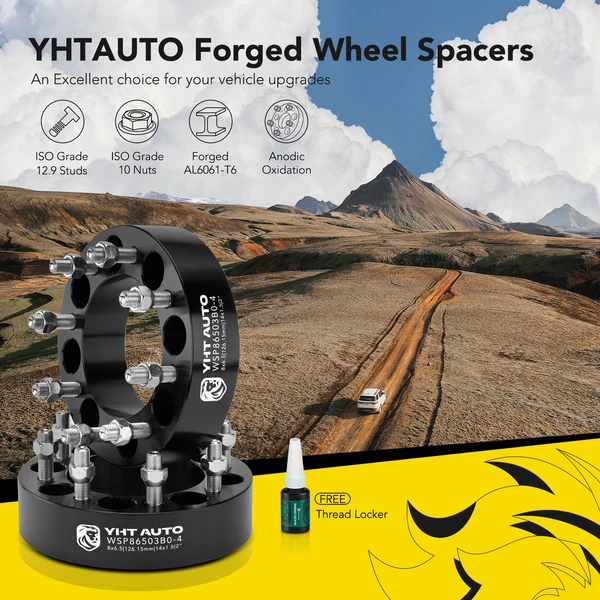 4 Pcs 2 inches Black 8x6.5 to 8x6.5 inches Wheel Spacers M14x1.5 126.15mm for GMC Yukon XL 2500