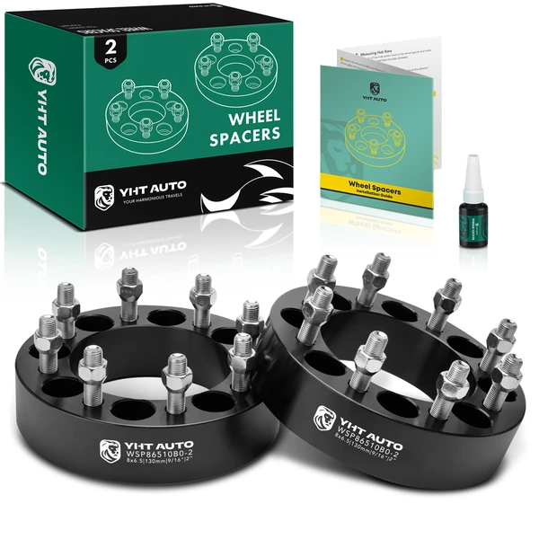 2 Pcs 2 inches Black 8x6.5 to 8x6.5 inches Wheel Spacers 0.5625 Inches 130mm for 1994-2010 Dodge Ram 3500