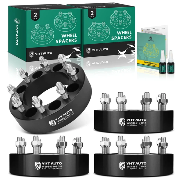 4 Pcs 2 inches Black 8x6.5 to 8x6.5 inches Wheel Spacers 0.5625 Inches 130mm for Ford F-250 Dodge Ram 2500